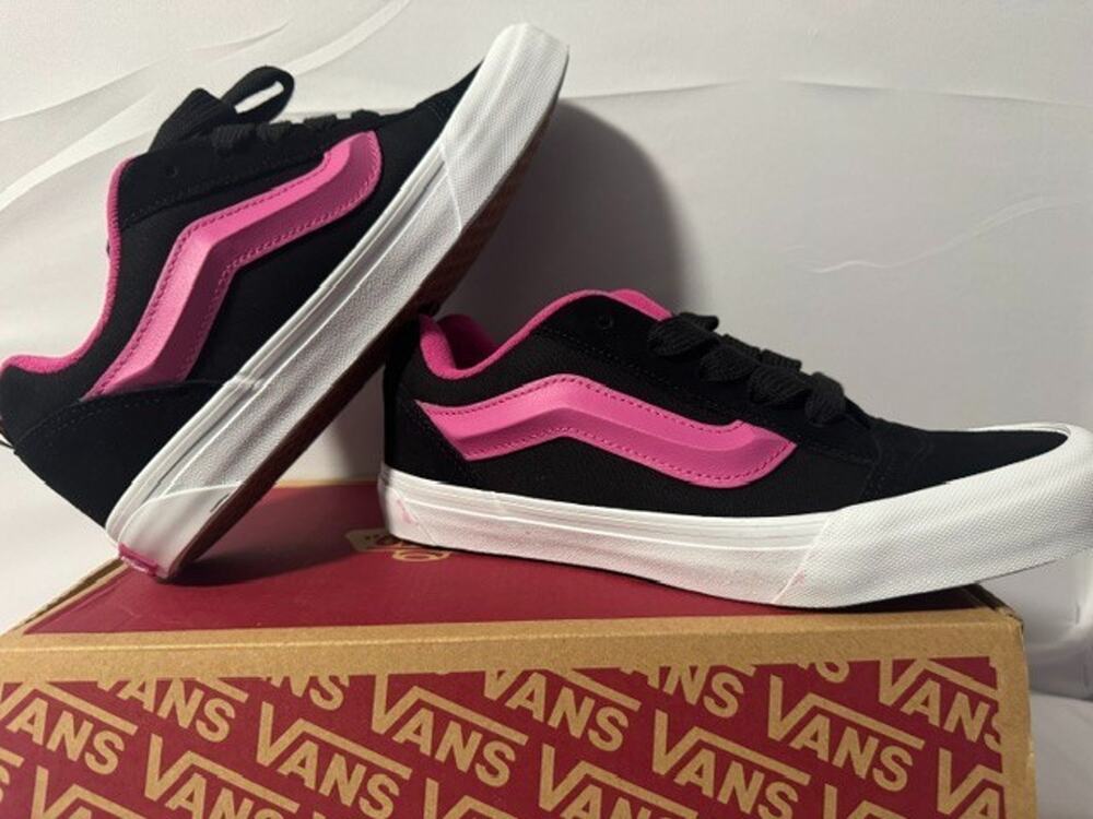 Vans Knu Skool Leopard Pop Black/Multi Kid’s Shoes Womens size 7 N404